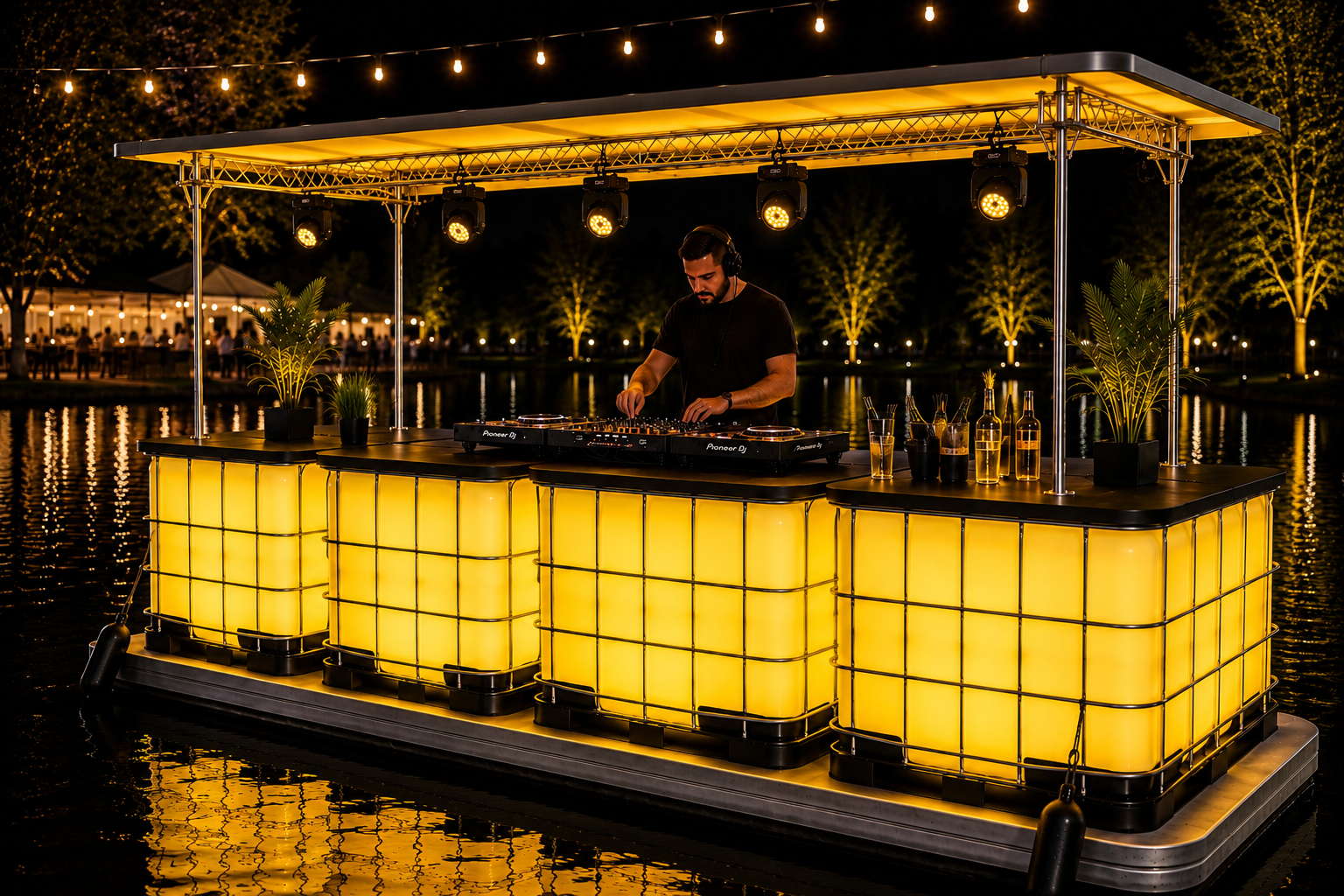 Gele DAIVEXO verlichte DJ Booth voor evenementen
